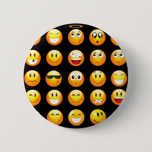 Macaron Rond 5 Cm emojis noir (Devant)