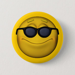 Macaron Rond 5 Cm Emoticon avec lunettes de soleil