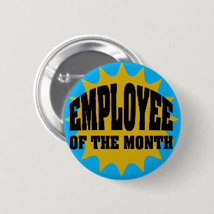 Macaron Rond 5 Cm Employé du Mois or et bleu