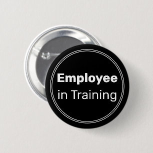 Macaron Rond 5 Cm Employé en formation Affaires Noir