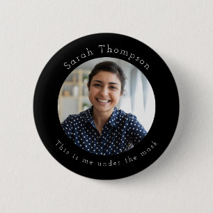 Macaron Rond 5 Cm Employee ID Photo While Wearing a Mask Button