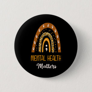 Macaron Rond 5 Cm Empreinte de léopard Boho Rainbow Pour Mental Heal