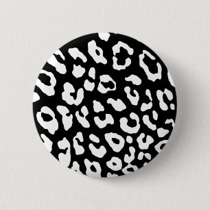 Macaron Rond 5 Cm Empreinte de léopard noir blanc