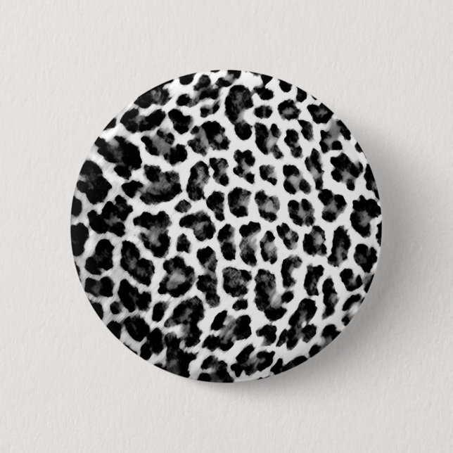 Macaron Rond 5 Cm Empreinte de léopard noir et blanc (Devant)