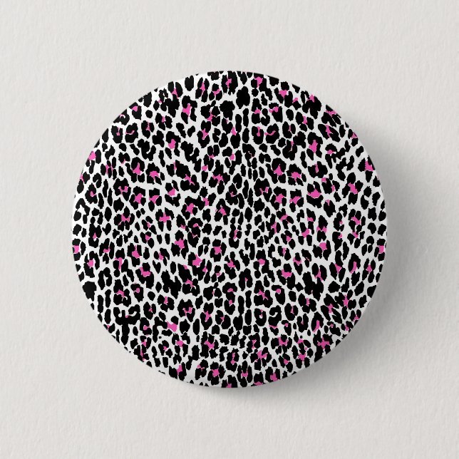 Macaron Rond 5 Cm empreinte de léopard rose (Devant)
