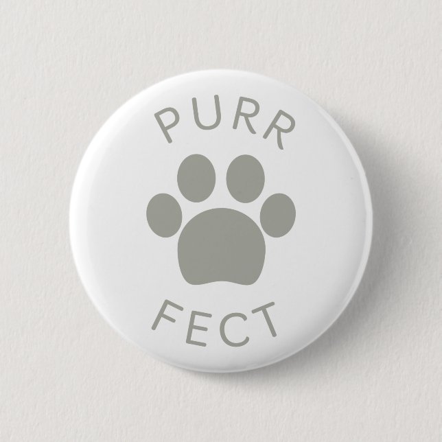 Macaron Rond 5 Cm Empreinte de patte Cat Parfect Grey Purr (Devant)