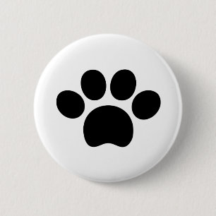 Macaron Rond 5 Cm Empreinte de patte chat chien mignon noir et blanc