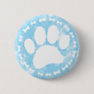 Macaron Rond 5 Cm Empreinte de patte de animal de compagnie et os bl