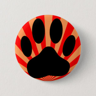 Macaron Rond 5 Cm Empreinte de patte de chien radiant