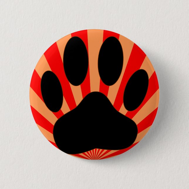 Macaron Rond 5 Cm Empreinte de patte de chien radiant (Devant)
