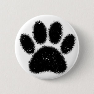 Macaron Rond 5 Cm Empreinte de patte De Chien Rough Et Distressed