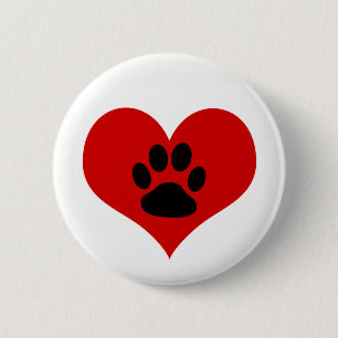 Macaron Rond 5 Cm Empreinte de patte de chien sur mon coeur -