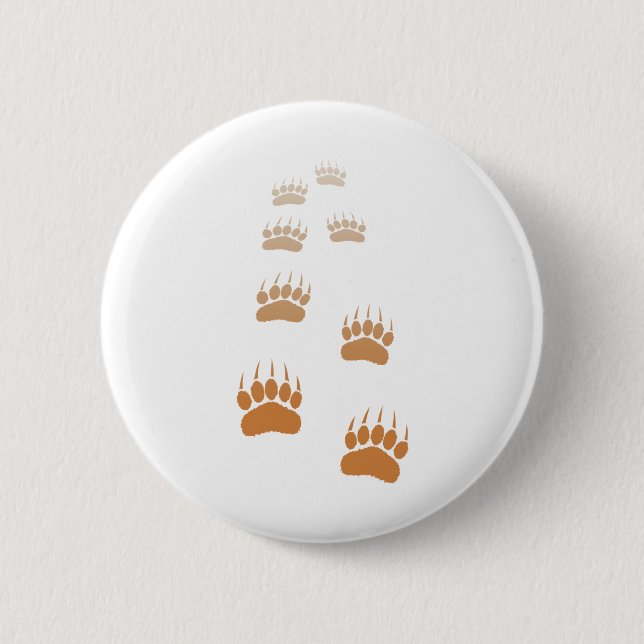 Macaron Rond 5 Cm Empreinte de patte d'ours grizzli dégradé (Devant)