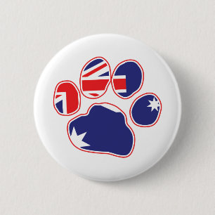 Macaron Rond 5 Cm Empreinte de patte du drapeau australien