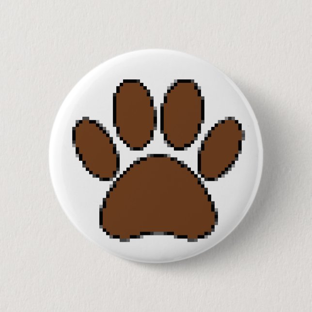 Macaron Rond 5 Cm Empreinte de patte Pixel Dog (Devant)