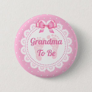 Macaron Rond 5 Cm Empreintes Bébé Rose Grand-mère pour être Baby sho