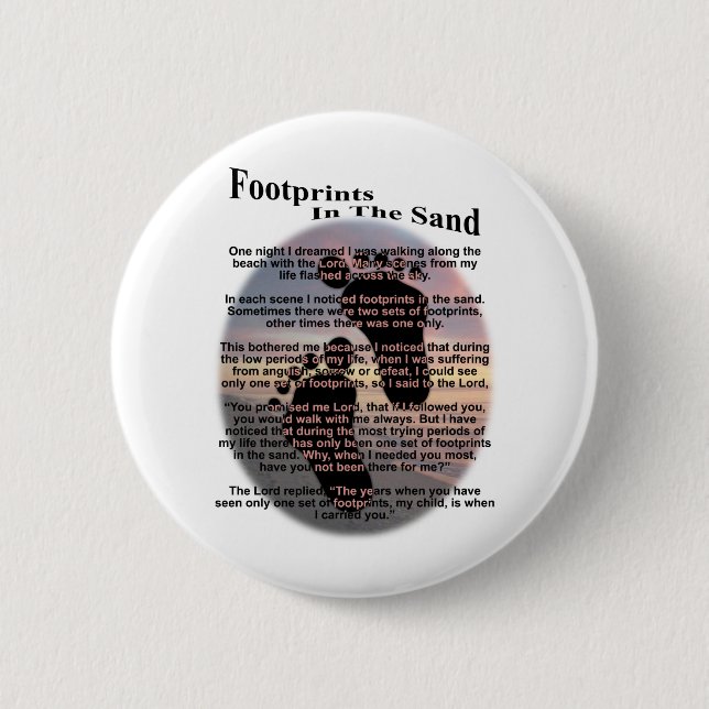 Macaron Rond 5 Cm Empreintes de pas dans le sable (Devant)