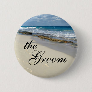 Macaron Rond 5 Cm empreintes de pas dans les boutons de sable