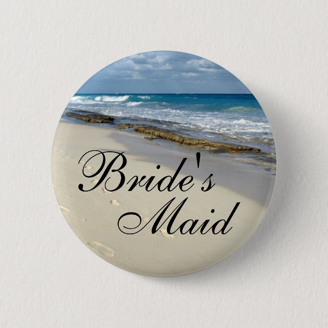 Macaron Rond 5 Cm empreintes de pas dans les boutons de sable (Devant)