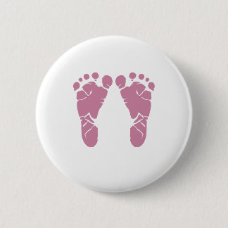 Macaron Rond 5 Cm Empreintes de pas roses de bébé