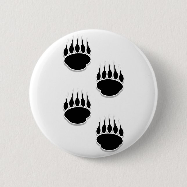 Macaron Rond 5 Cm Empreintes de pattes de l'ours noir (Devant)