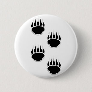 Macaron Rond 5 Cm Empreintes de pattes de l'ours noir