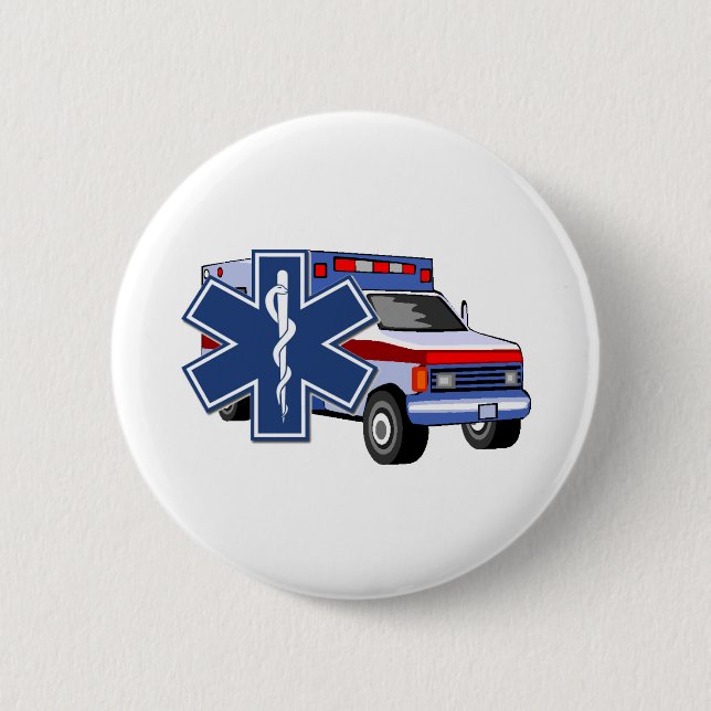 Macaron Rond 5 Cm EMS Ambulance (Devant)