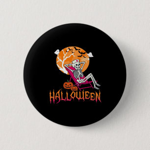 Macaron Rond 5 Cm En Attente D'Halloween Infirmière D'Été Skeleton P