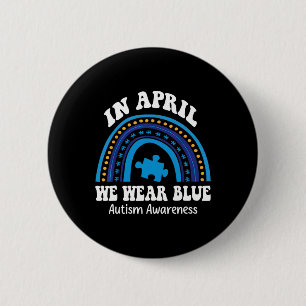 Macaron Rond 5 Cm En Avril Nous Portons Bleu Sensibilisation sur l'a