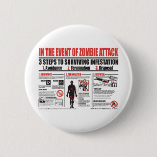 Macaron Rond 5 Cm En cas du BOUTON d'attaque de zombi