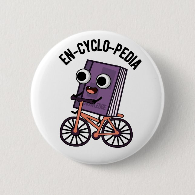 Macaron Rond 5 Cm En-cyclo-Pedia Funny Encyclopedia Pun (Devant)