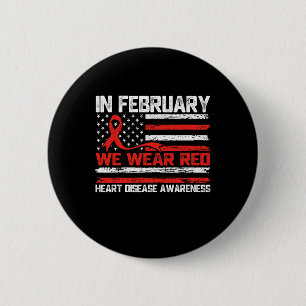 Macaron Rond 5 Cm En Février, Nous Portons Red Heart Disease Awarene