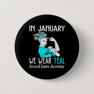 Macaron Rond 5 Cm En Janvier Nous Portons Turquoise Pour Le Cervical