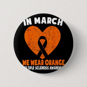 Macaron Rond 5 Cm En mars, portez orange SEP sclérose en plaques