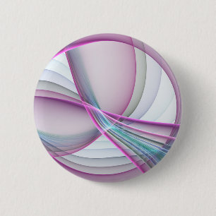 Macaron Rond 5 Cm En Mouvement, Art Fractal Abstrait Coloré Moderne