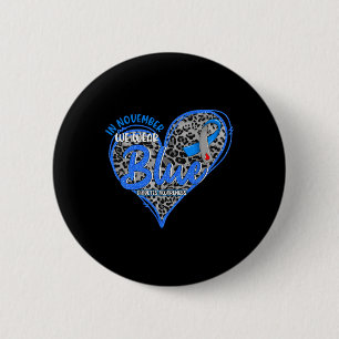Macaron Rond 5 Cm En Novembre Nous Portons Bleu Coeur Léopard Diabèt