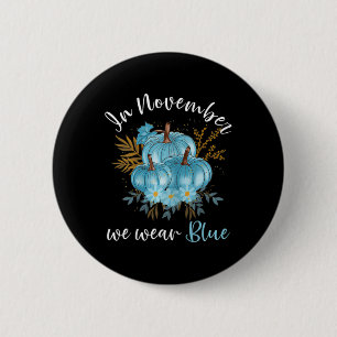 Macaron Rond 5 Cm En Novembre Nous Portons Bleus Citrouilles Chute D