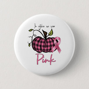 Macaron Rond 5 Cm En Octobre Nous Portons Citrouille Rose Cancer du
