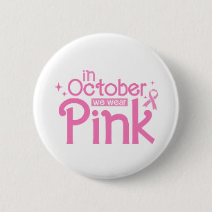 Macaron Rond 5 Cm En Octobre Nous Portons du Rose pour la Sensibilis