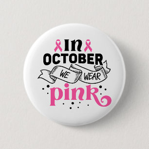 Macaron Rond 5 Cm En Octobre Nous Portons du Rose pour la Sensibilis