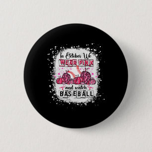 Macaron Rond 5 Cm En Octobre, nous portons le baseball rose Cancer d