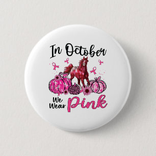 Macaron Rond 5 Cm En Octobre Nous Portons Le Citrouille Cheval Rose 
