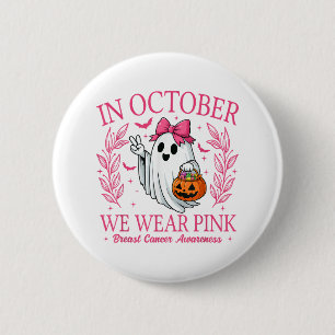 Macaron Rond 5 Cm En Octobre Nous Portons Nk Halloween Cancer Du Sei
