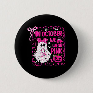 Macaron Rond 5 Cm En Octobre Nous Portons Pink Bow Ghost Cancer Du S