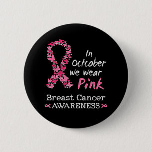 Macaron Rond 5 Cm En Octobre nous portons rose Cancer du sein Sensib