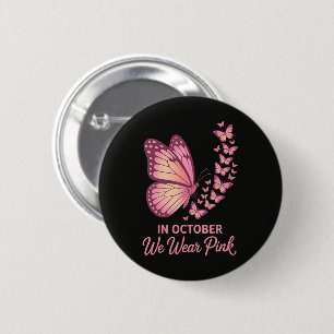 Macaron Rond 5 Cm En octobre Papillon Rose Poitrine