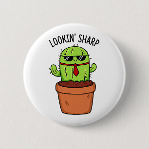 Macaron Rond 5 Cm En regardant Sharp Funny Cactus Pun
