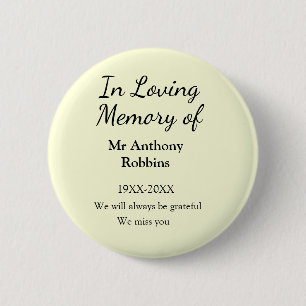 Macaron Rond 5 Cm En souvenir affectueux du nom mémorial funéraire