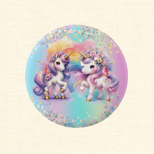 Macaron Rond 5 Cm Enchanter la licorne