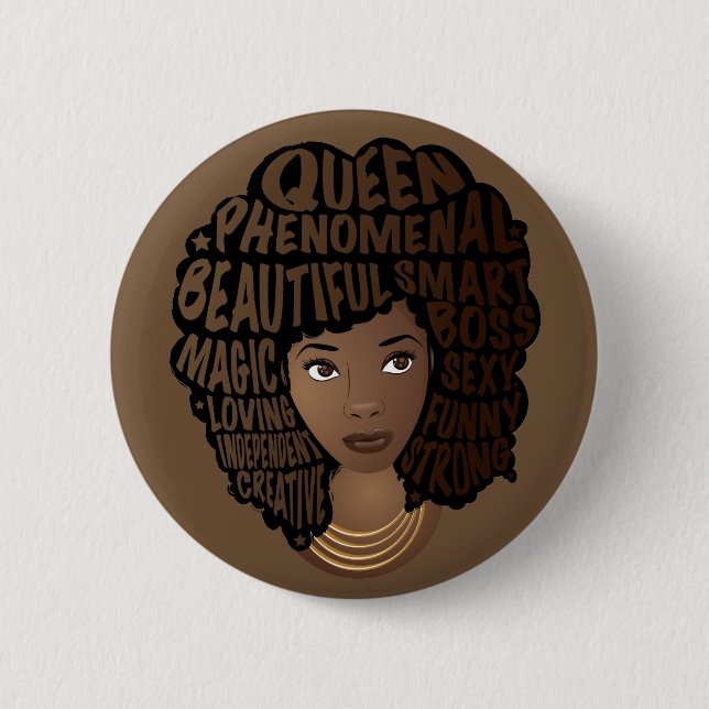 Macaron Rond 5 Cm Encourager les femmes noires, cheveux naturels, Br (Devant)